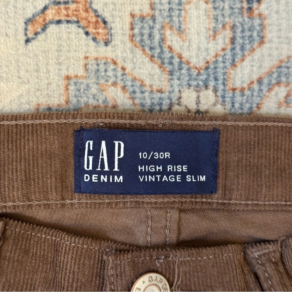 GAP High Rise Vintage Slim Straight Brown Corduroy Pants Women’s Size 10/30R - Picture 8 of 12